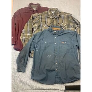 Carhartt Work Shirt Lot Mens XL Button‎ Up Yard Work Paint Shop Bundle of 3 READ